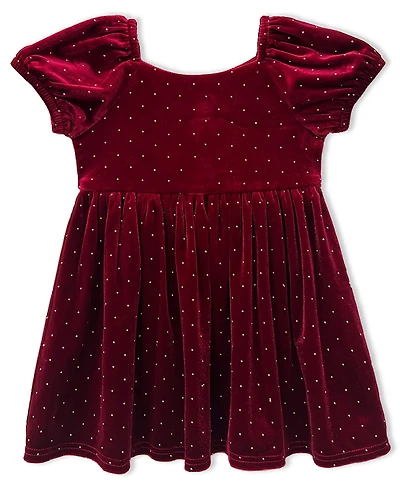 Blueberi Boulevard Baby Girls Stretch Velvet Dress