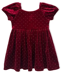 Blueberi Boulevard Baby Girls Stretch Velvet Dress