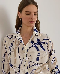 Lauren Ralph Petite Relaxed-Fit Belting-Print Shirt