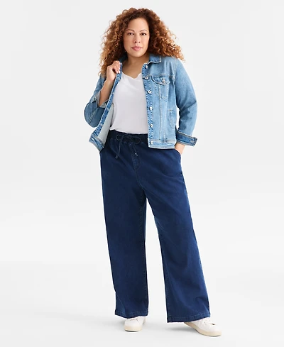 Style & Co Plus High-Rise Pull-On Wide-Leg Jeans, Macy's Exclusive