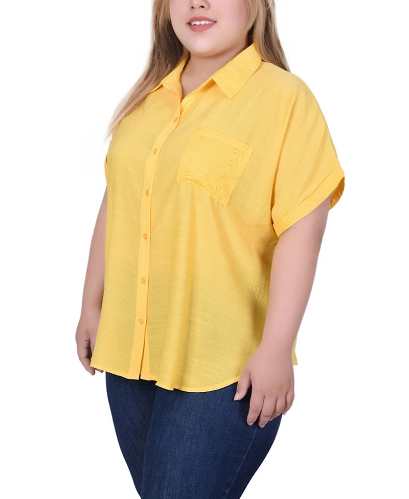 Ny Collection Plus Short Extended Sleeve Top