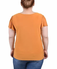 Ny Collection Plus Studded Short Flutter Sleeve Top
