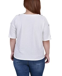 Ny Collection Plus Honeycomb Open Shoulder Tunic