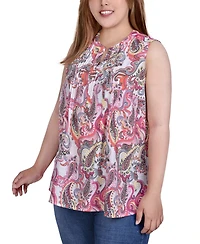 Ny Collection Plus Sleeveless Pintucked Top