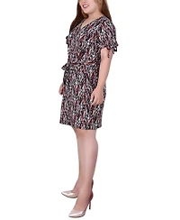 Ny Collection Plus Belted Tie-Sleeve Dress