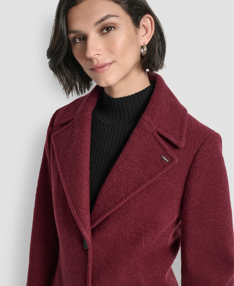 Dkny Women's Maxi Boucle Notch Collar Coat