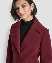 Dkny Women's Maxi Boucle Notch Collar Coat