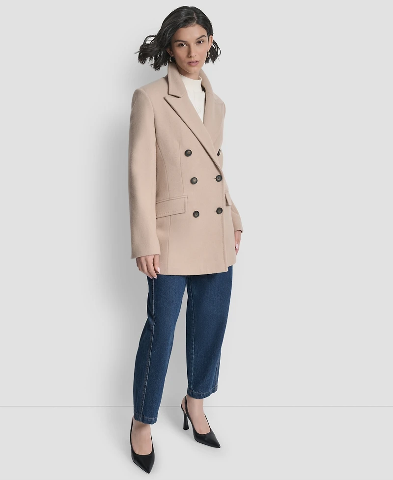 Dkny Women's Short Double-Breasted Belted Coat