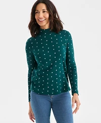 Style & Co Women's Printed Mock-Neck Knit Top, Macy's Exclusive