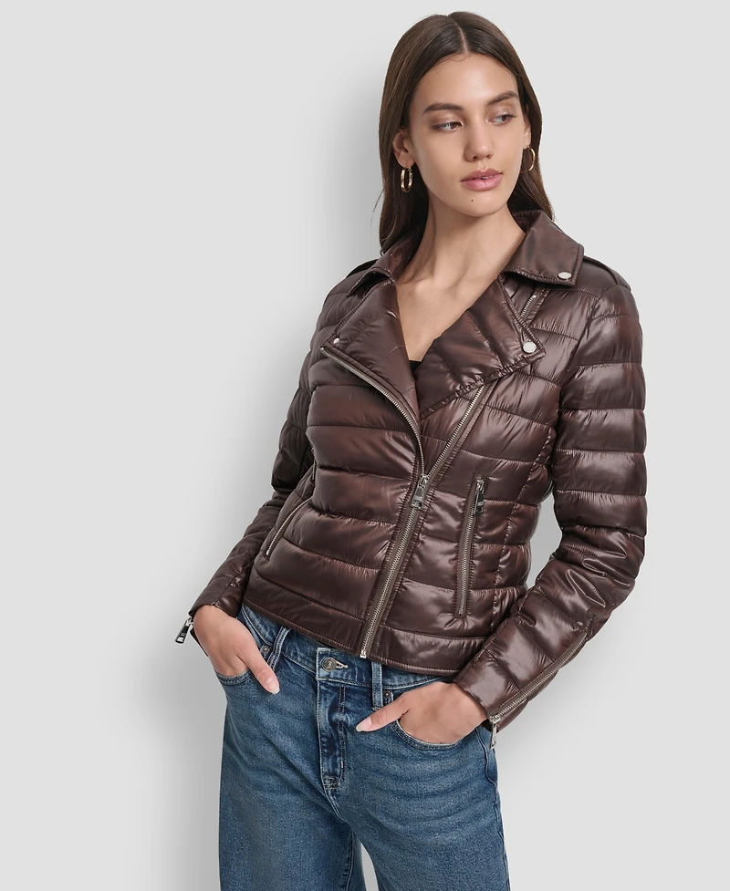 Dkny Jeans Women's Lightweight Zip-Front Puffer Jacket