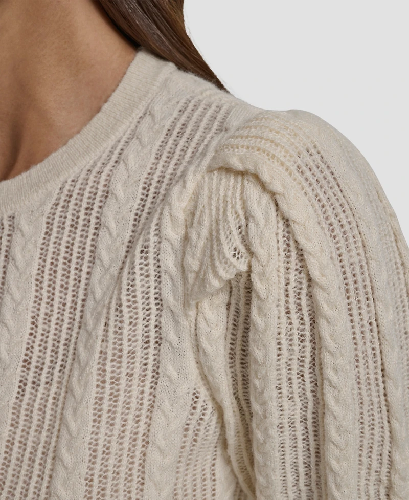 Dkny Jeans Women's Mixed Stitch Puff-Sleeve Sweater