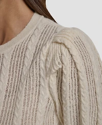 Dkny Jeans Women's Mixed Stitch Puff-Sleeve Sweater