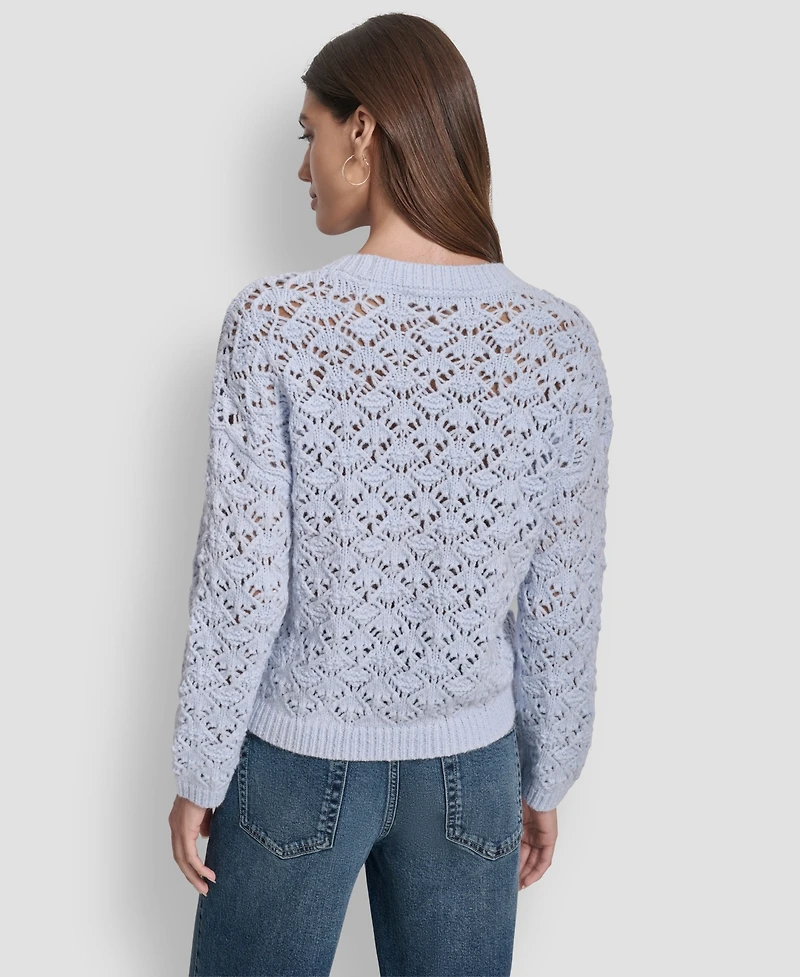 Dkny Jeans Women's Pointelle Long Sleeve Sweater