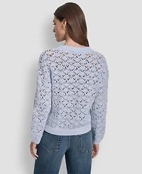 Dkny Jeans Women's Pointelle Long Sleeve Sweater