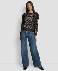 Dkny Jeans Women's Leopard Print Sweater