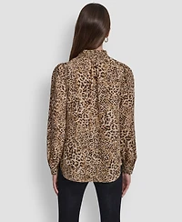 Dkny Jeans Women's Smocked Collar Shirt