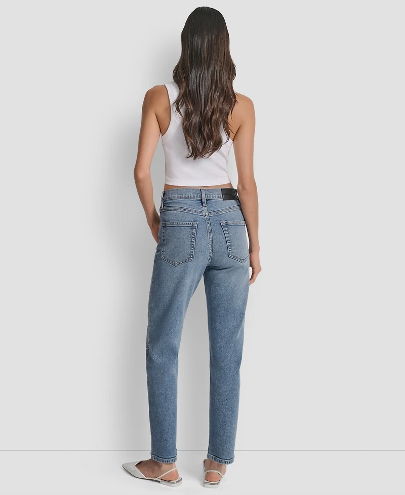 Dkny Jeans Women's High Rise Straight Fit Embellished