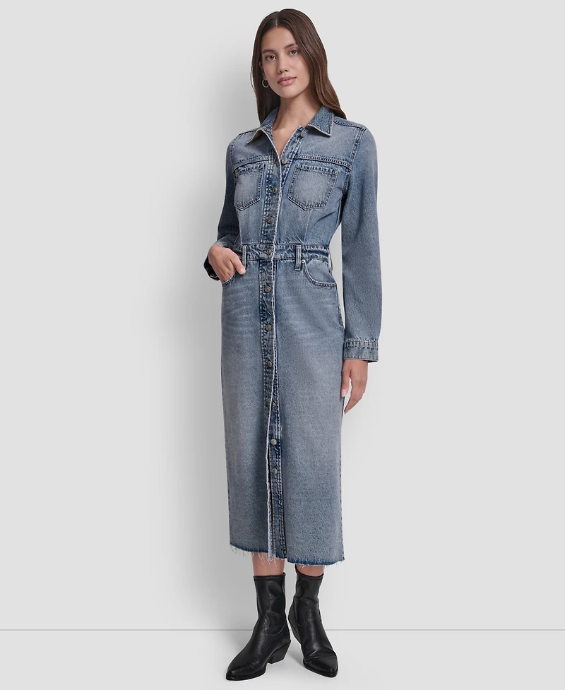 Dkny Jeans Women's Button Front Midi Dress