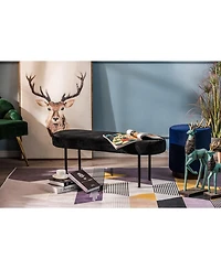 Nordlys - Metal and Black Velvet Bench Modern Design Style Upholstery Entry