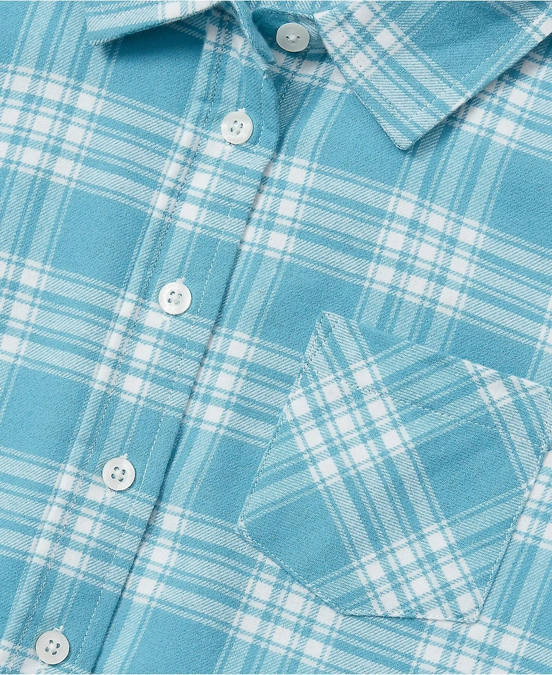 Lands' End Girls Long Sleeve Cropped Flannel Shirt