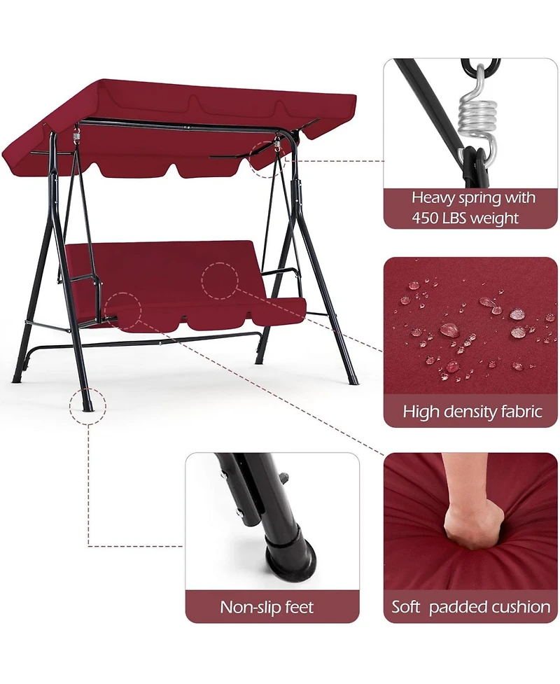 Aecojoy 3-Seat Outdoor Patio Swing Chair