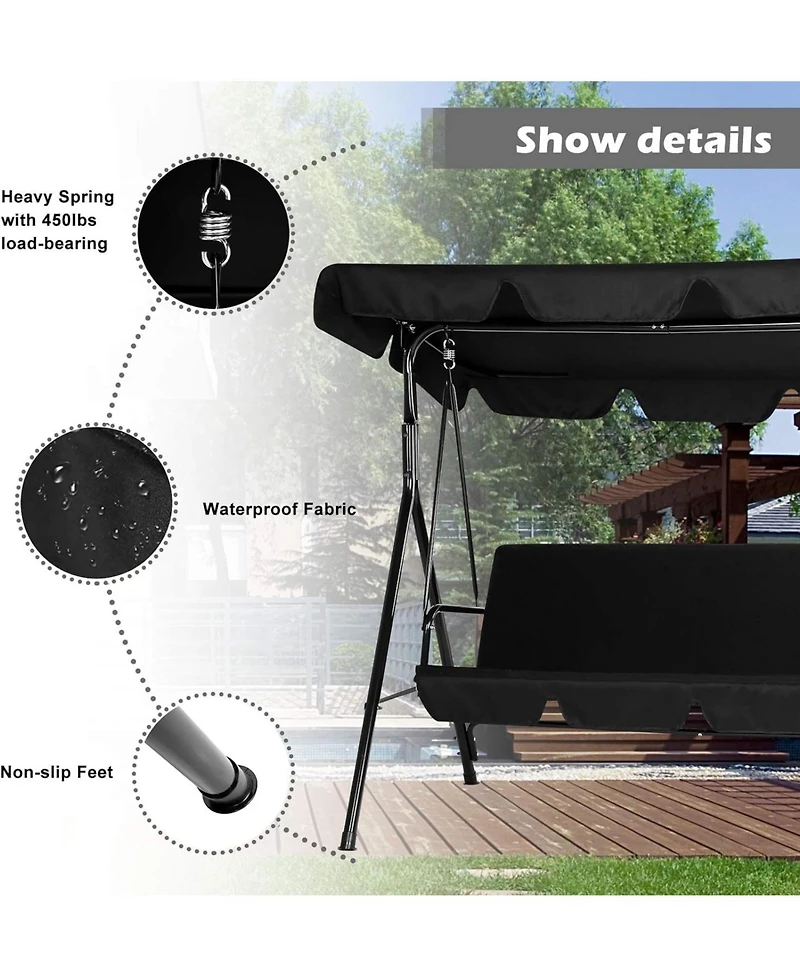 Aecojoy 3-Seat Outdoor Patio Swing Chair