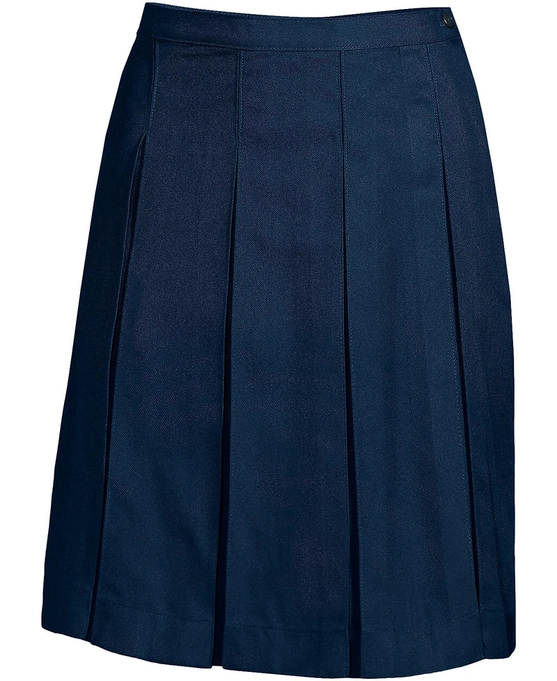Lands' End Women's Top of Knee Solid Box Pleat Skirt
