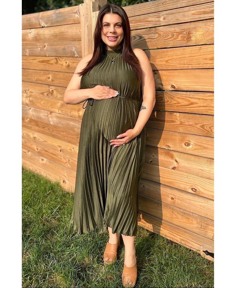 Pinkblush Maternity Olive Pleated Halter Dress