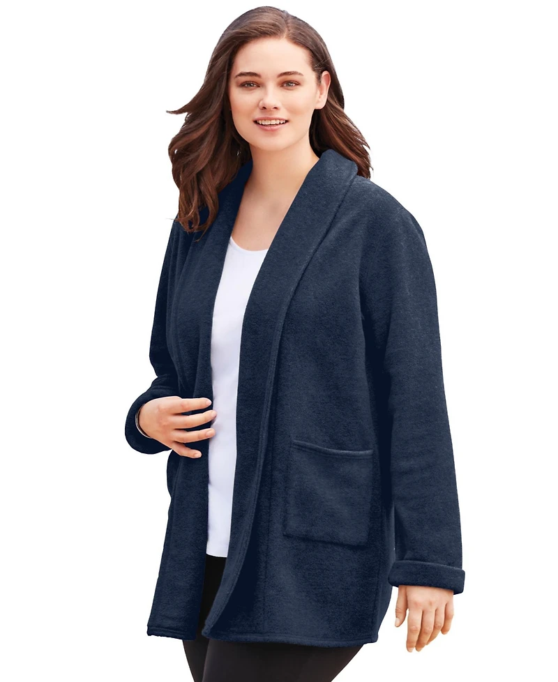 Woman Within Plus Microfleece Cardigan