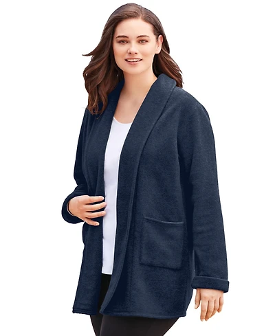 Woman Within Plus Microfleece Cardigan