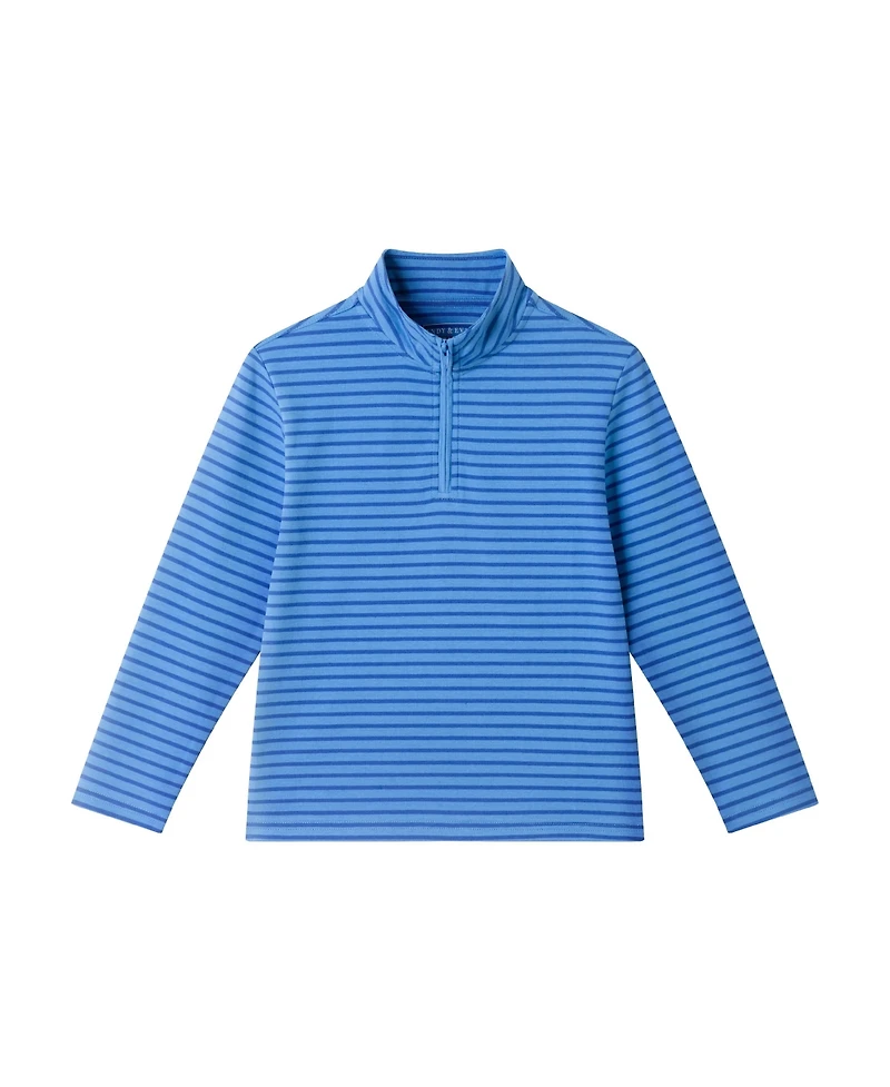 Andy & Evan Toddler Boys Toddler/Child Blue Striped Quarter Zip Pullover