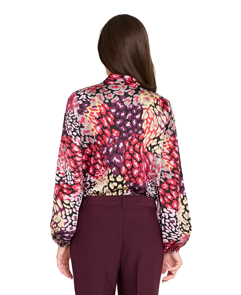 Tahari Asl Women's Long Sleeve Bow Tie-Neck Blouse