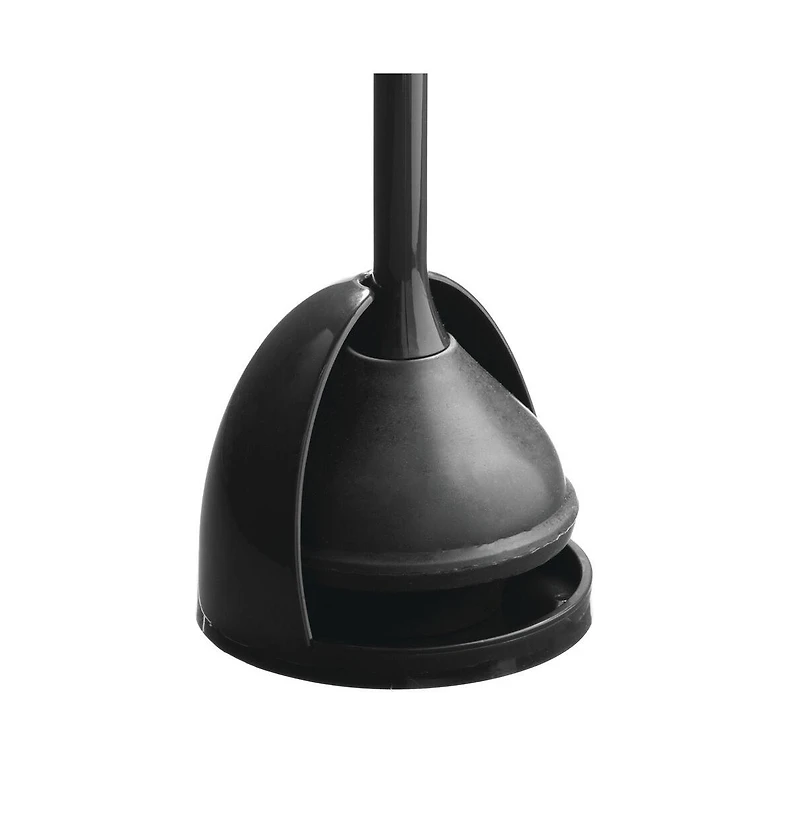 iDesign Compact Toilet Plunger with Holder for Bathroom - Black