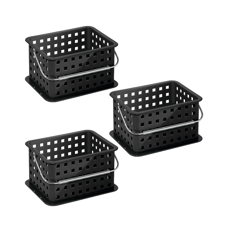 iDesign Small Stackable Shower Caddy Basket, Set of 3, Black, Made in Usa