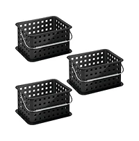 iDesign Small Stackable Shower Caddy Basket, Set of 3, Black, Made in Usa