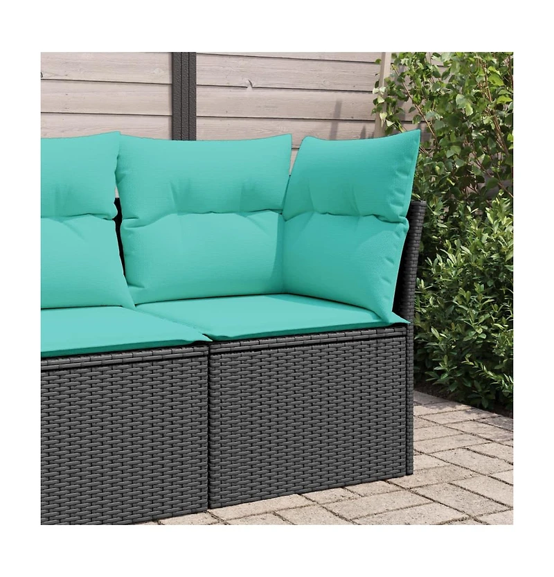 vidaXL Garden Sofa Black Pe Rattan Medium Modular Garden Sofa Square