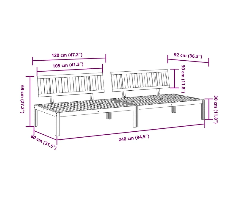 Patio Pallet Middle Sofas 2 pcs Solid Wood Acacia