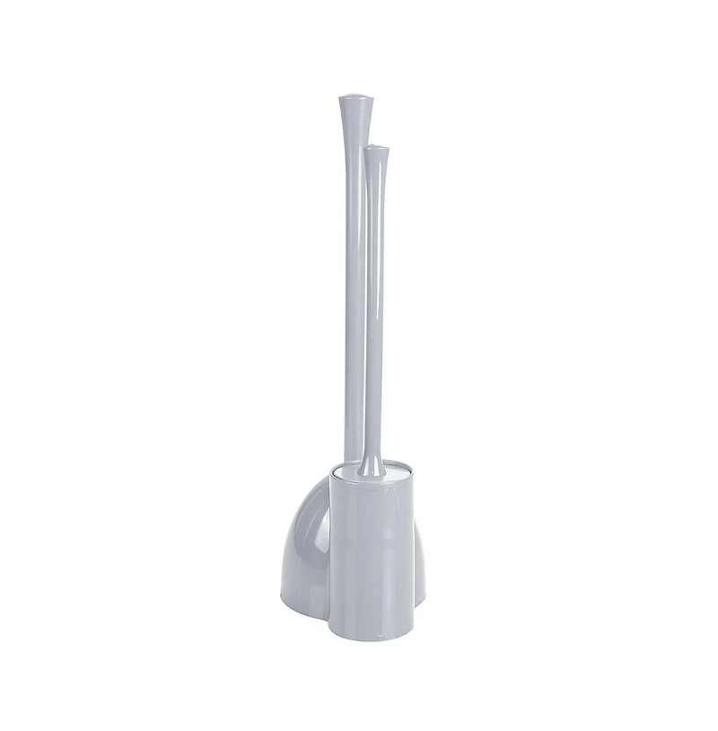 iDesign Compact Toilet Brush and Plunger Set - Gray