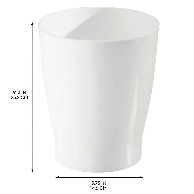 iDesign Small Round Plastic Bathroom Trash Can - Set of 4 - White - Made in Usa