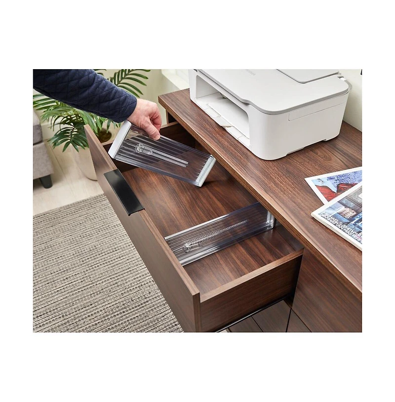 iDesign Plastic Adjustable Drawer Dividers - Set of 2 - Clear