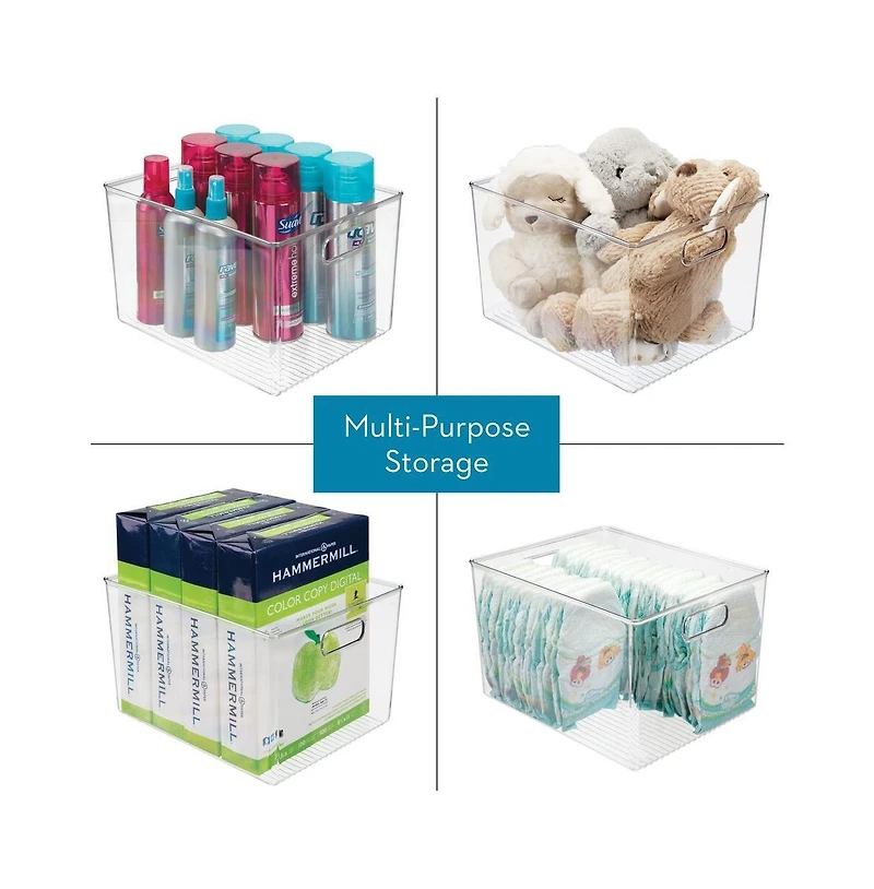 iDesign Plastic Storage Bin with Handles - Clear