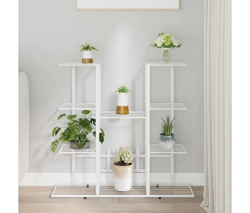 vidaXL Flower Stand White Powder-coated iron Tall Decorative Inlays