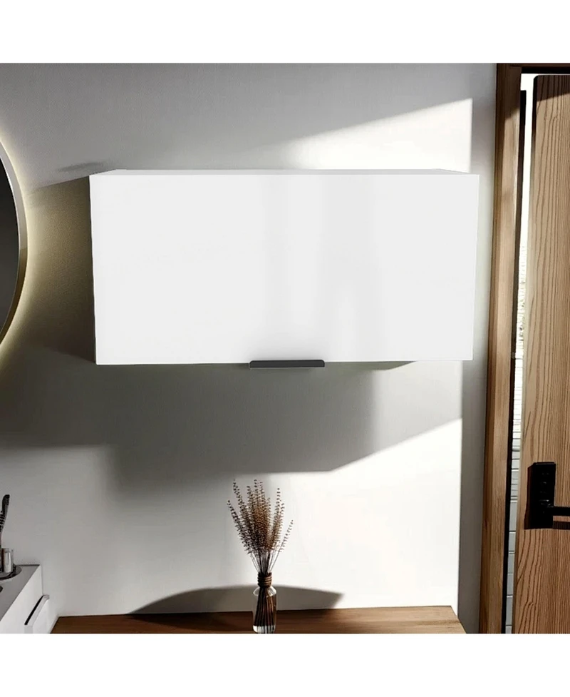 Fm Furniture Coolidge Pull-Up Wall Cabinet, Compact Design, Single Shelf, Modern Style, White