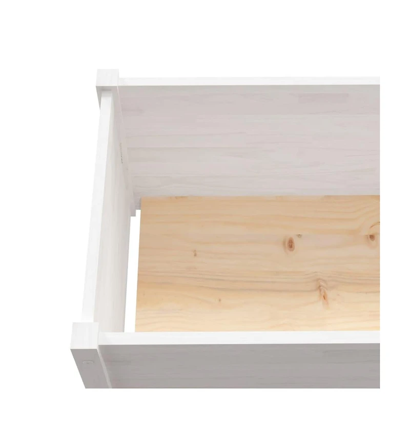 Garden Planter White Solid Pinewood Large Durable