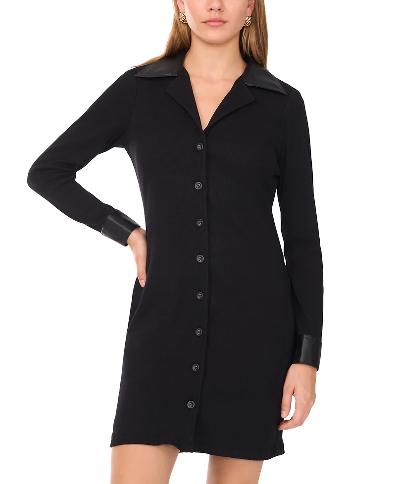1.state Women's Button-Up Collar Mini Dress
