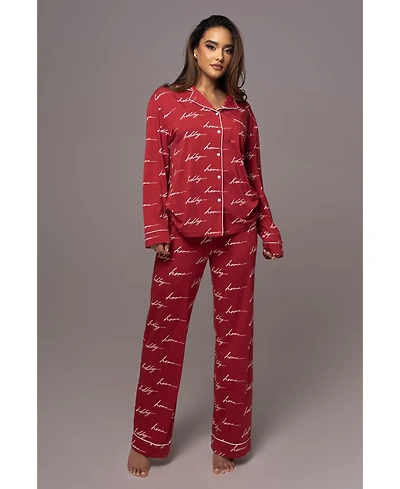 Jluxlabel Red Home For The Holidays Adult Pajama Set