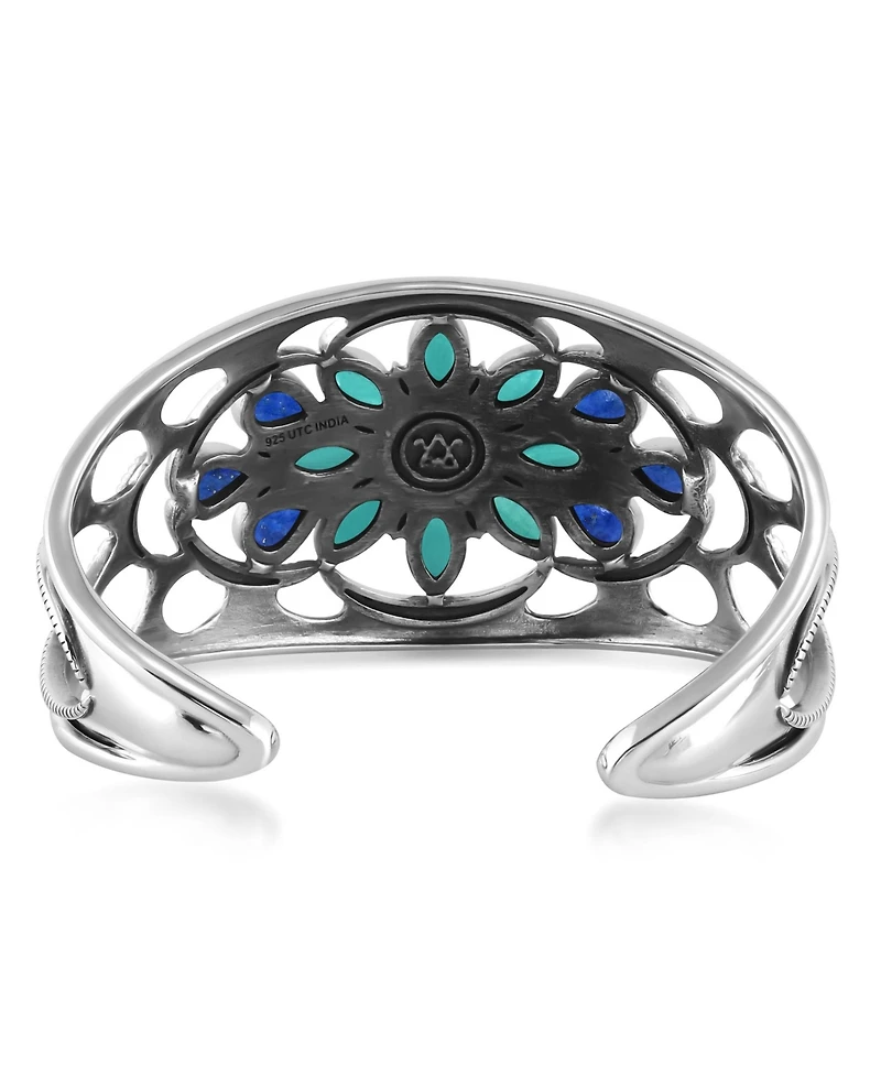 American West Jewelry Sterling Silver Multi Gemstone Bold Cluster Cuff, Size Large