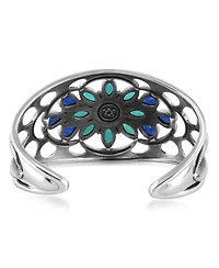 American West Jewelry Sterling Silver Multi Gemstone Bold Cluster Cuff, Size Large