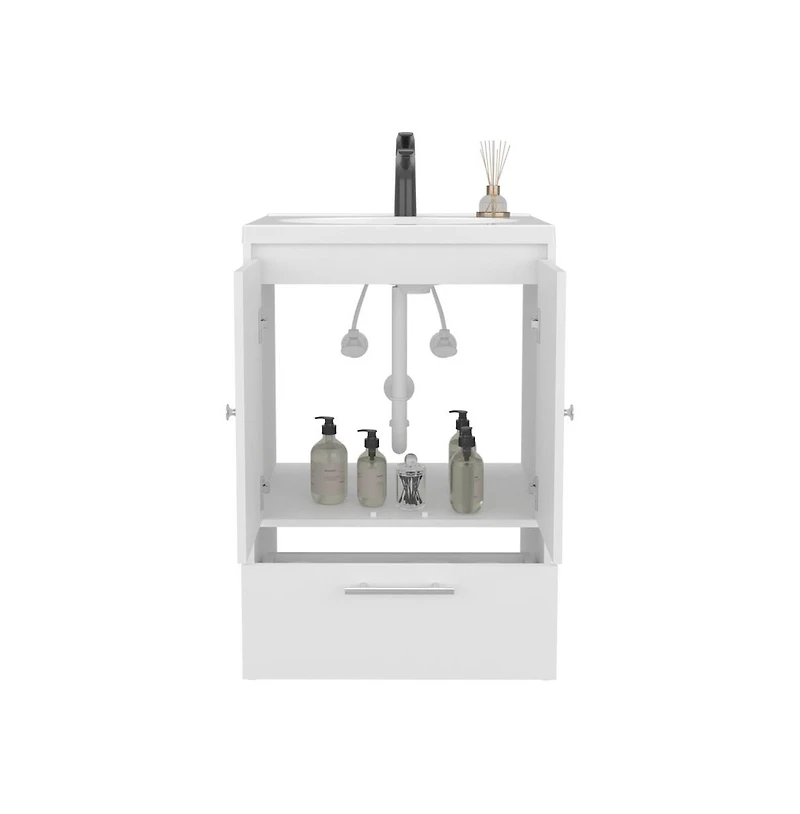 Tuhome Bathroom Vanity with Two Doors, Madison White Mdf