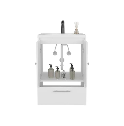 Tuhome Bathroom Vanity with Two Doors, Madison White Mdf